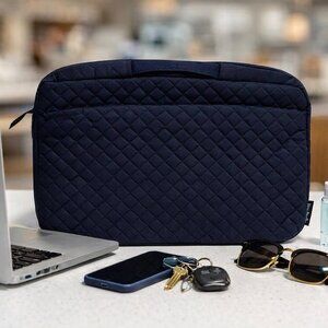 Vera Bradley Quilted Laptop Sleeve – Navy Blue | Padded Computer Case